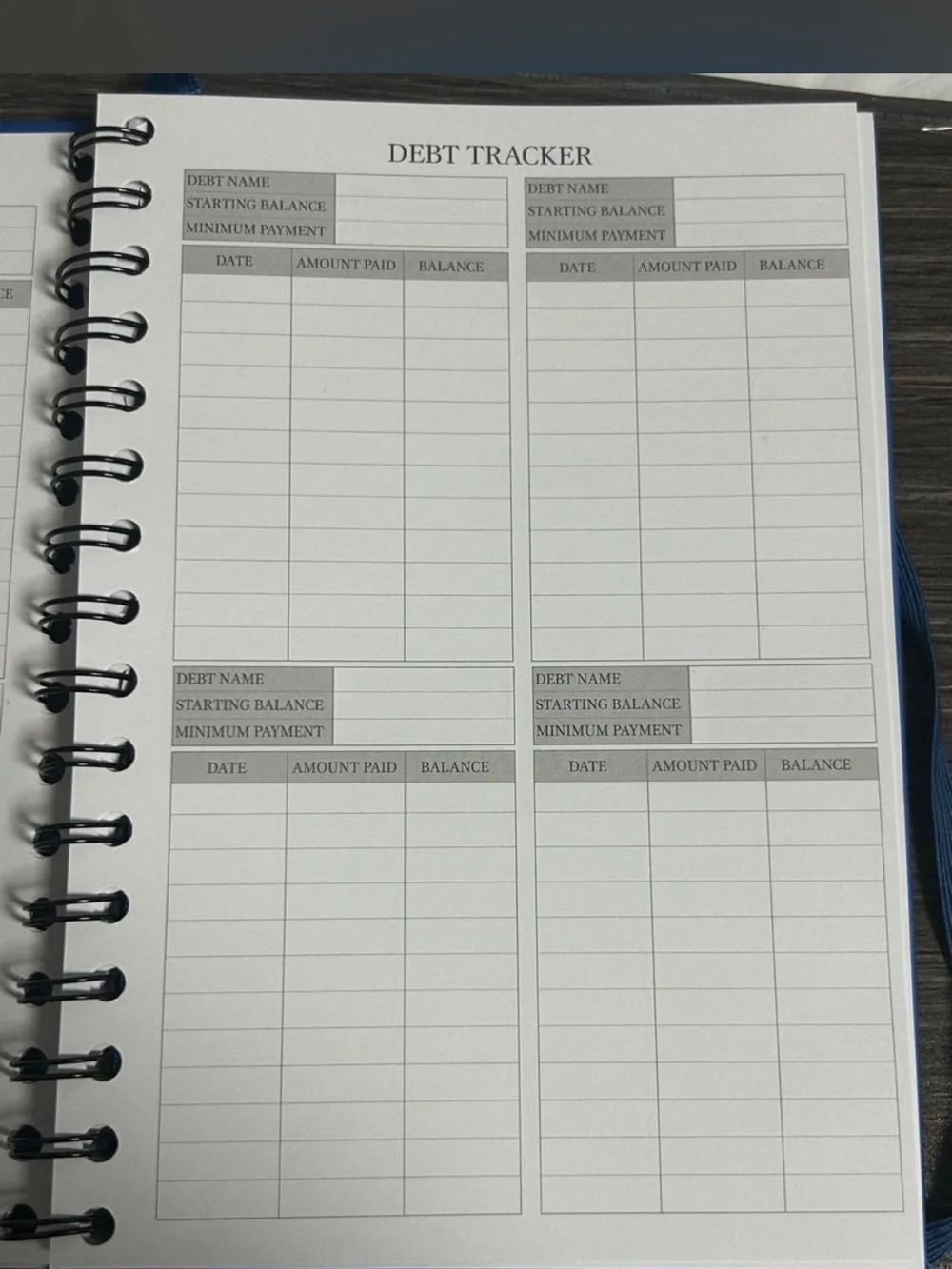 Budget Planner Spiral Notebook in Blue